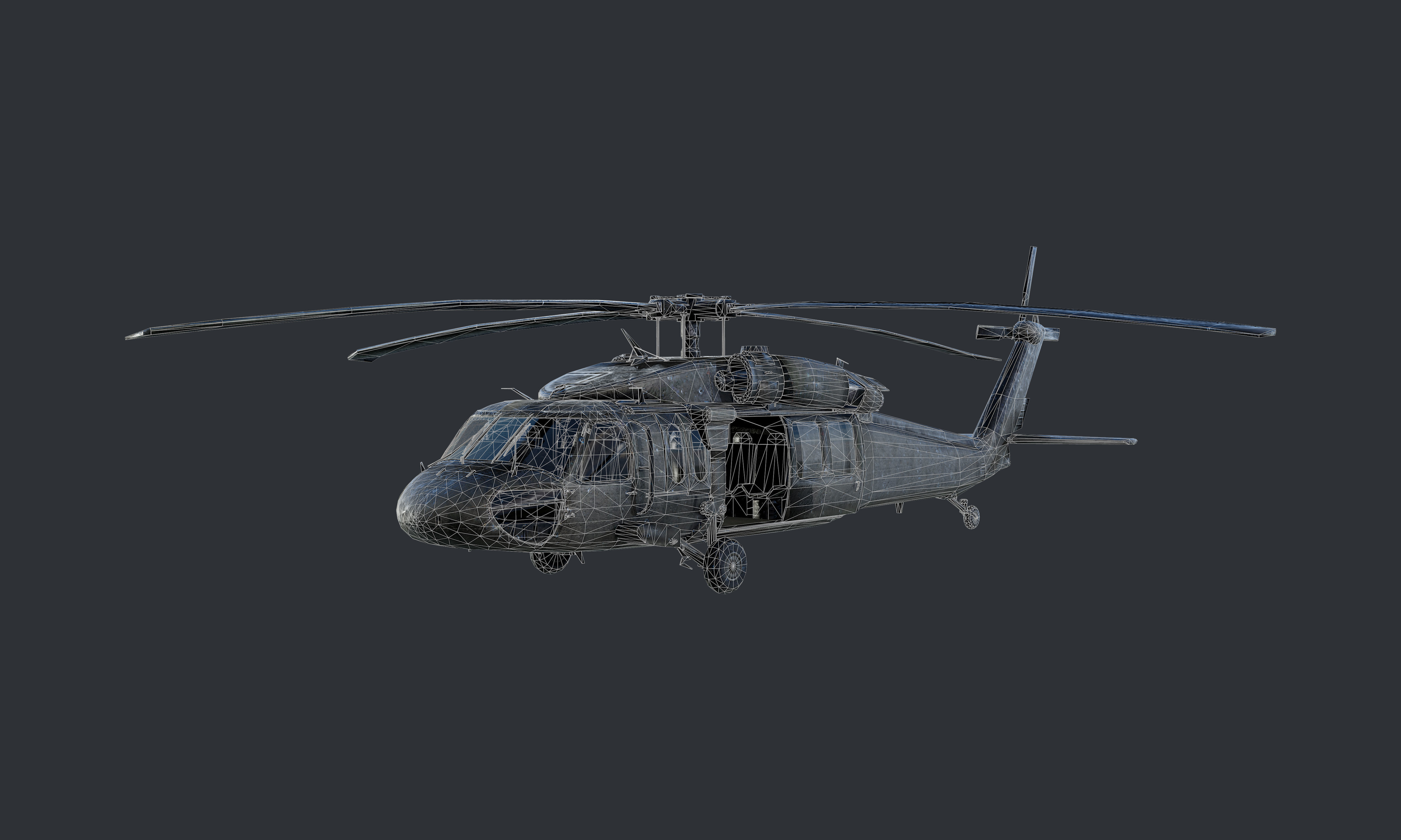 GAME READY Sikorsky UH60 Black Hawk Helicopter 02 Low-poly 3D model_5
