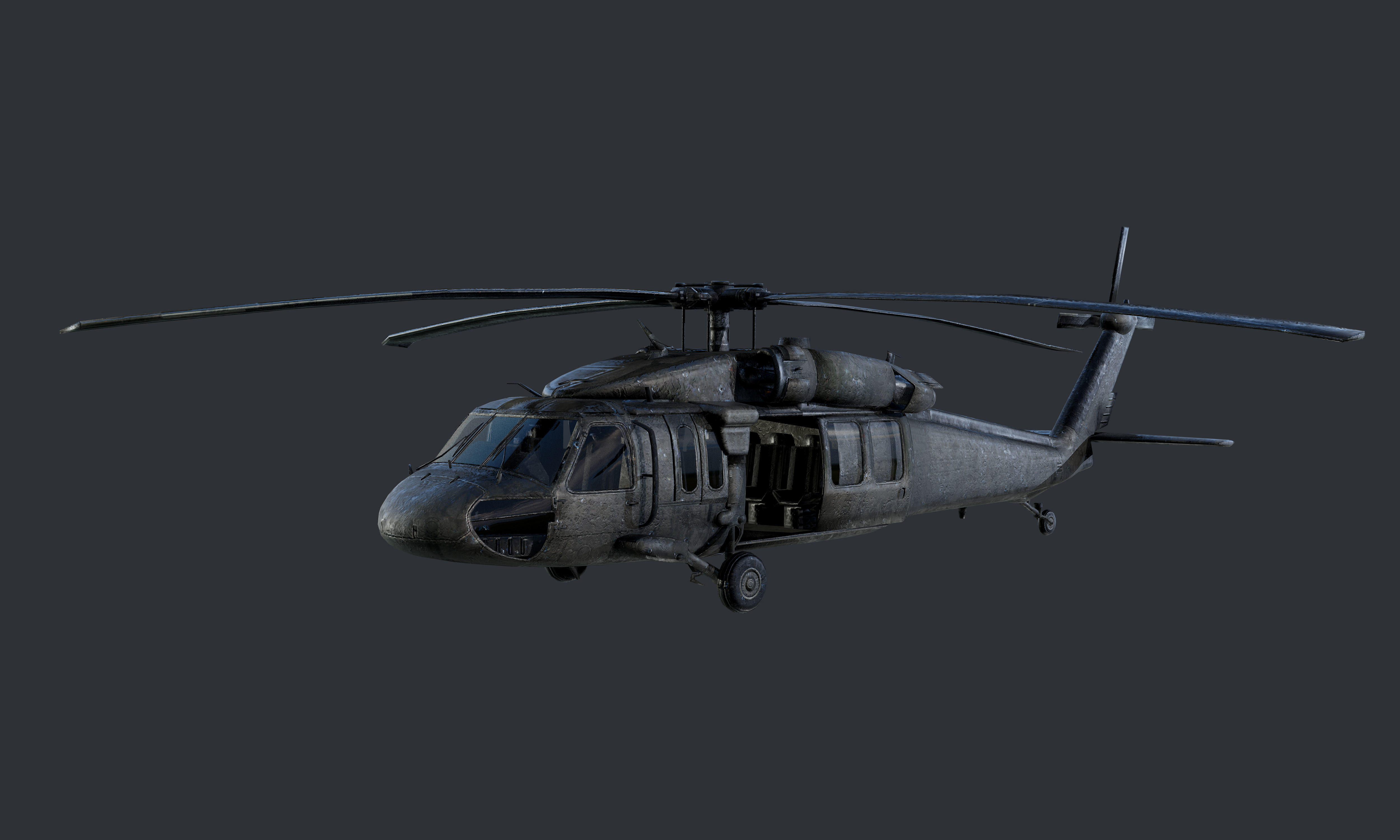 GAME READY Sikorsky UH60 Black Hawk Helicopter 02 Low-poly 3D model_1