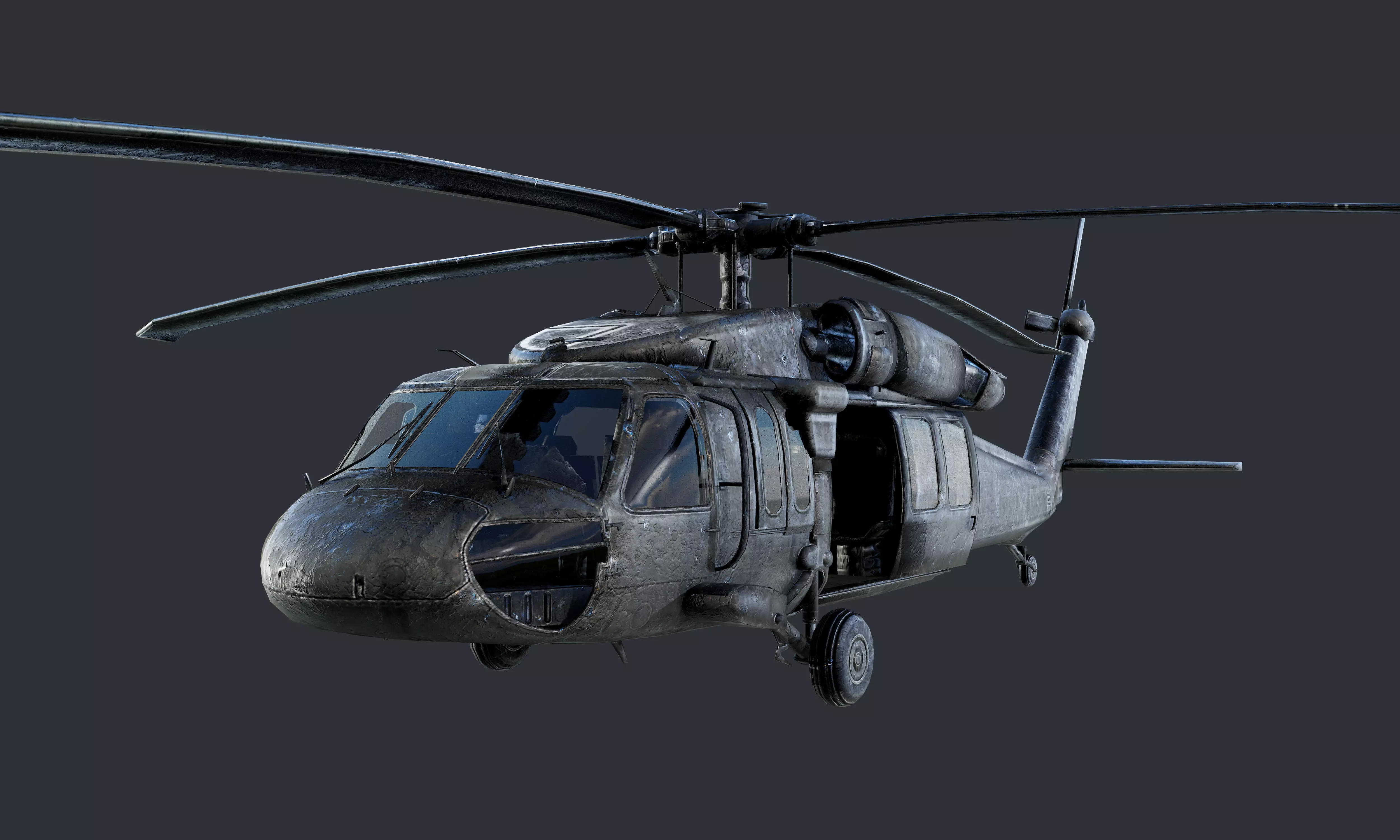 GAME READY Sikorsky UH60 Black Hawk Helicopter 02 Low-poly 3D model_0