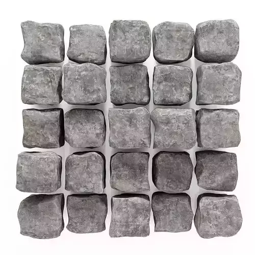 Stone cube granite panel n1 3D model