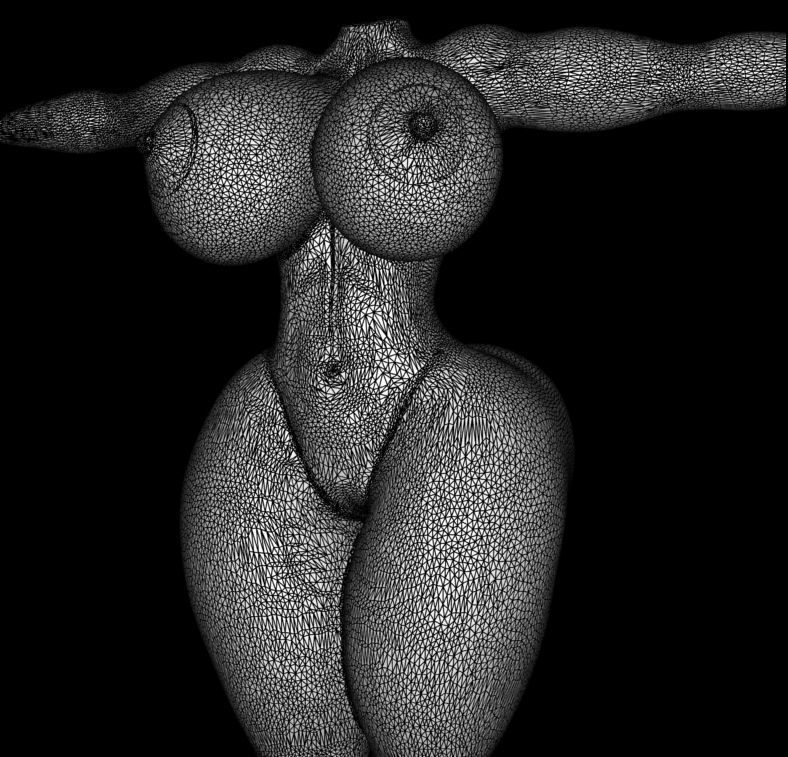 Female body Naked 3D model_4
