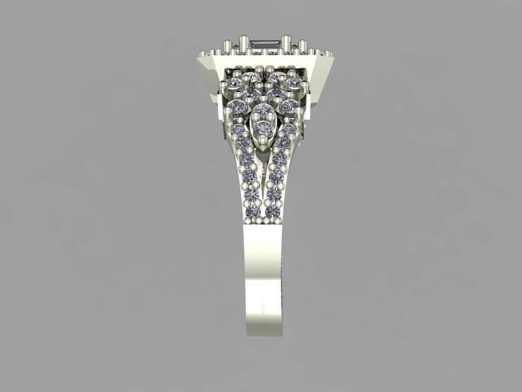 GC GOLD T82- Baguette ring Diamond gold 3D print model_2