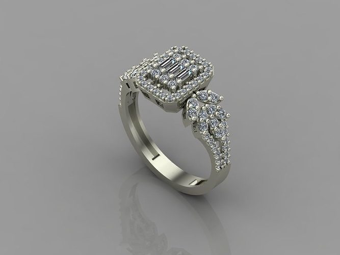 GC GOLD T82- Baguette ring Diamond gold  3D print model