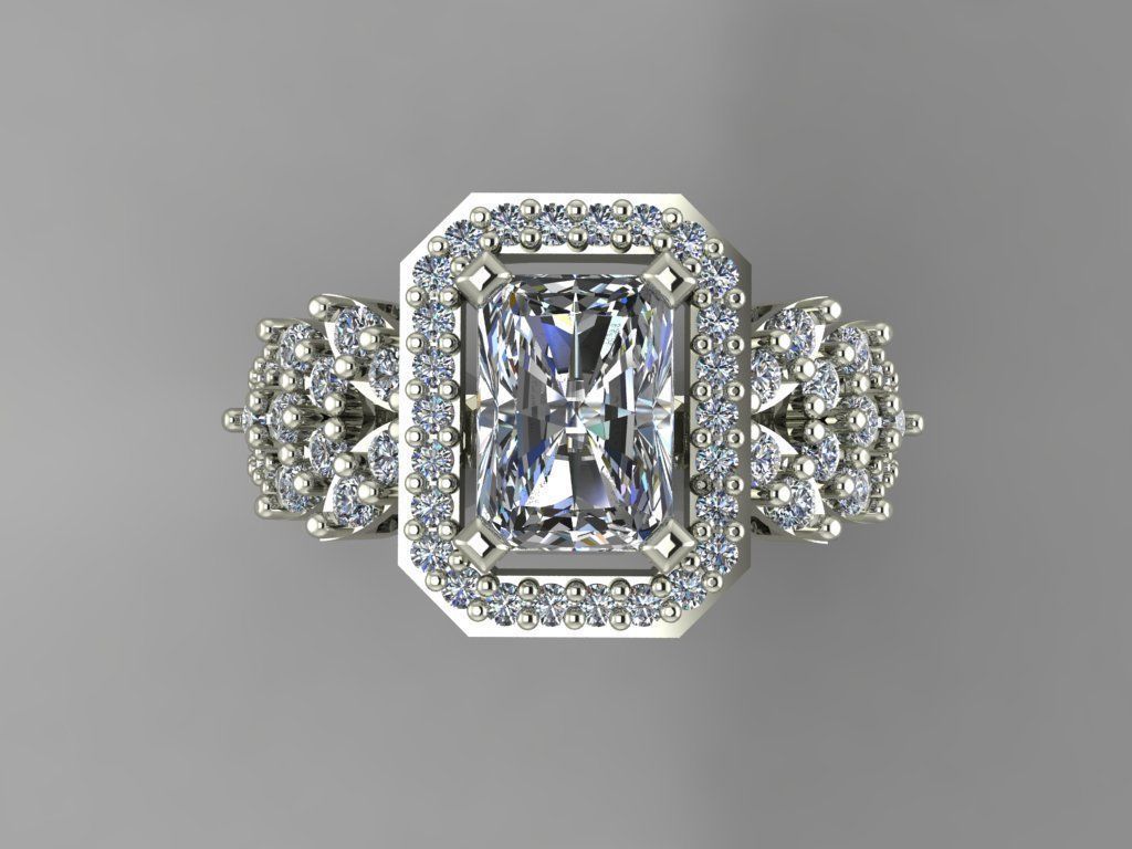 GC GOLD T83- Baguette ring Diamond gold  3D print model_2