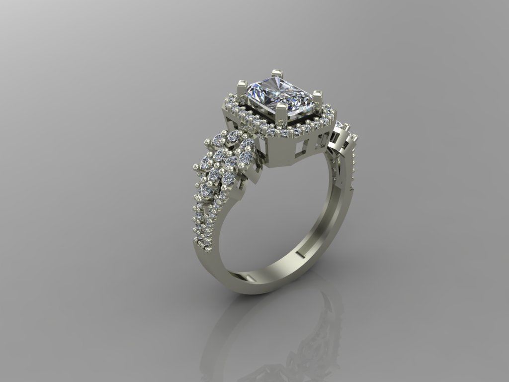 GC GOLD T83- Baguette ring Diamond gold  3D print model_1