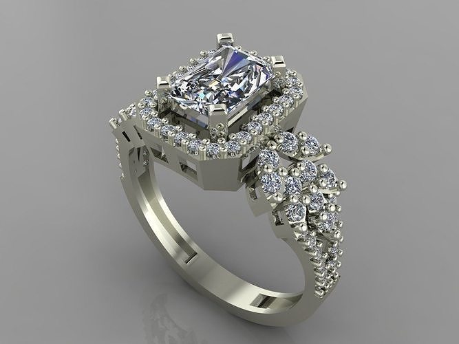 GC GOLD T83- Baguette ring Diamond gold  3D print model