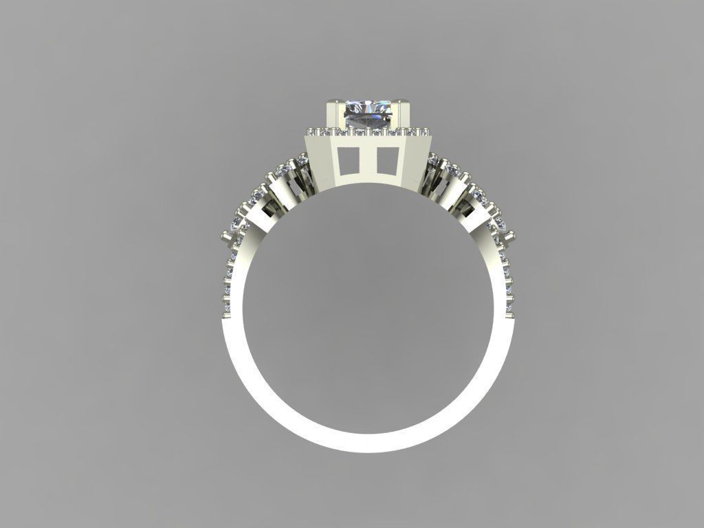 GC GOLD T83- Baguette ring Diamond gold  3D print model_7