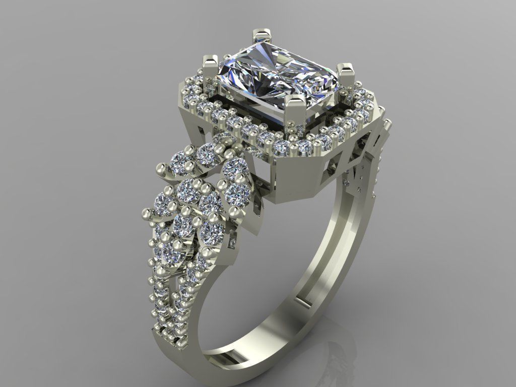 GC GOLD T83- Baguette ring Diamond gold  3D print model_5