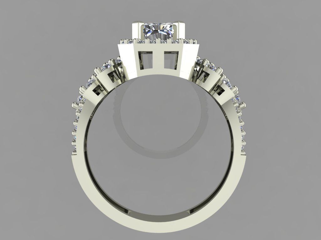 GC GOLD T83- Baguette ring Diamond gold  3D print model_4