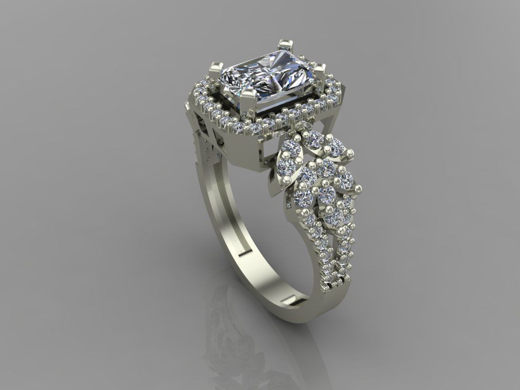 GC GOLD T83- Baguette ring Diamond gold  3D print model_6