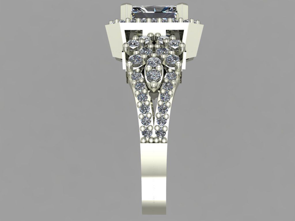 GC GOLD T83- Baguette ring Diamond gold  3D print model_3