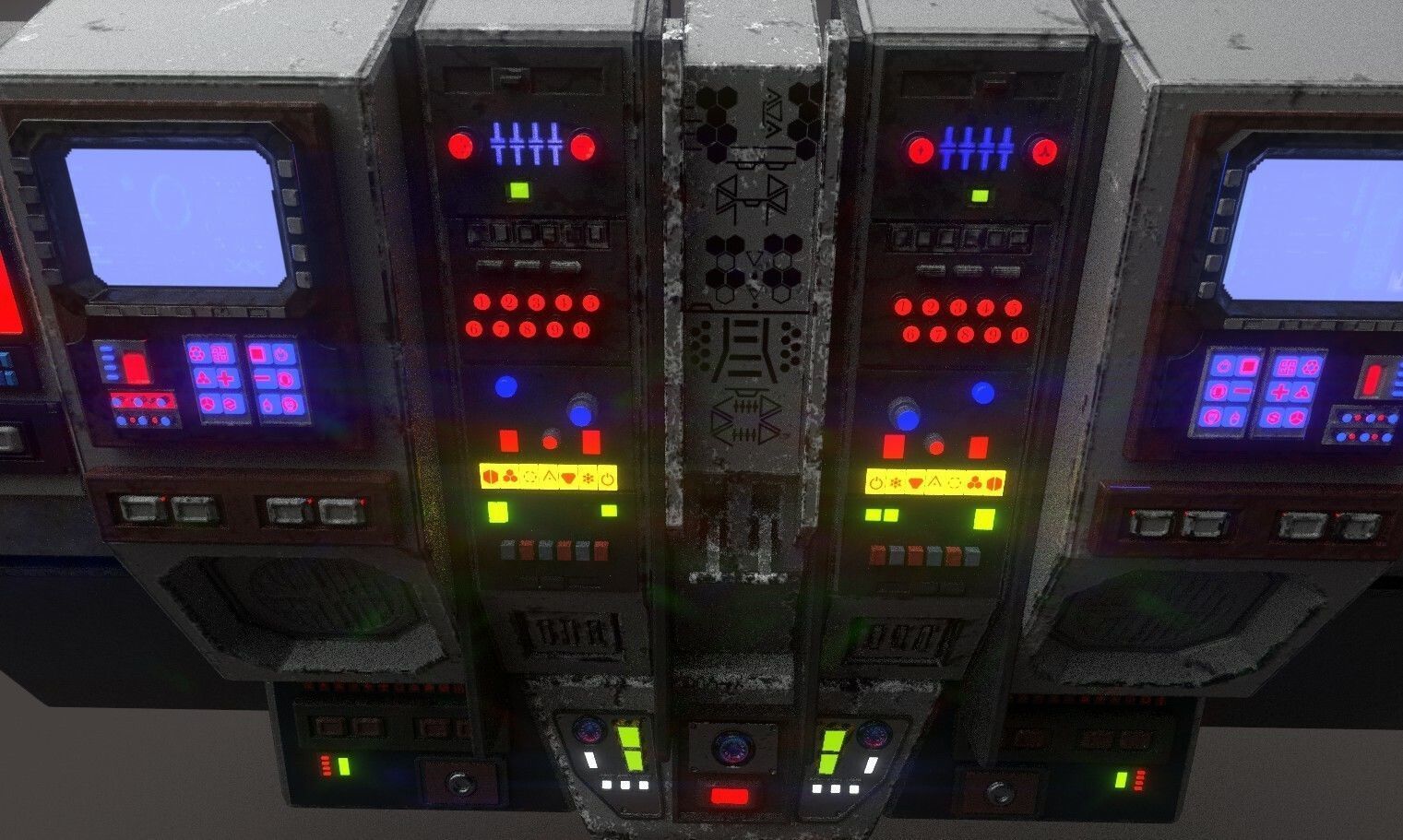 sci-fi control station Low-poly 3D model_3