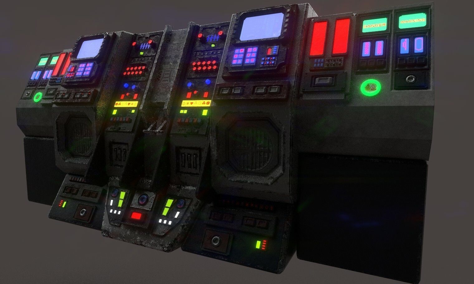 sci-fi control station Low-poly 3D model_5