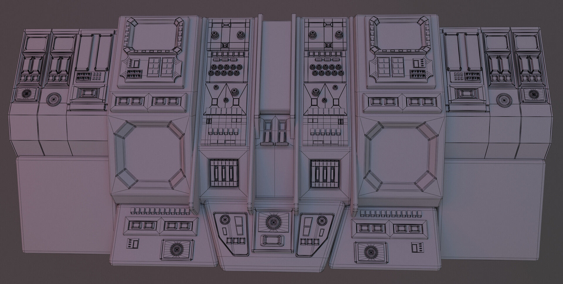 sci-fi control station Low-poly 3D model_1