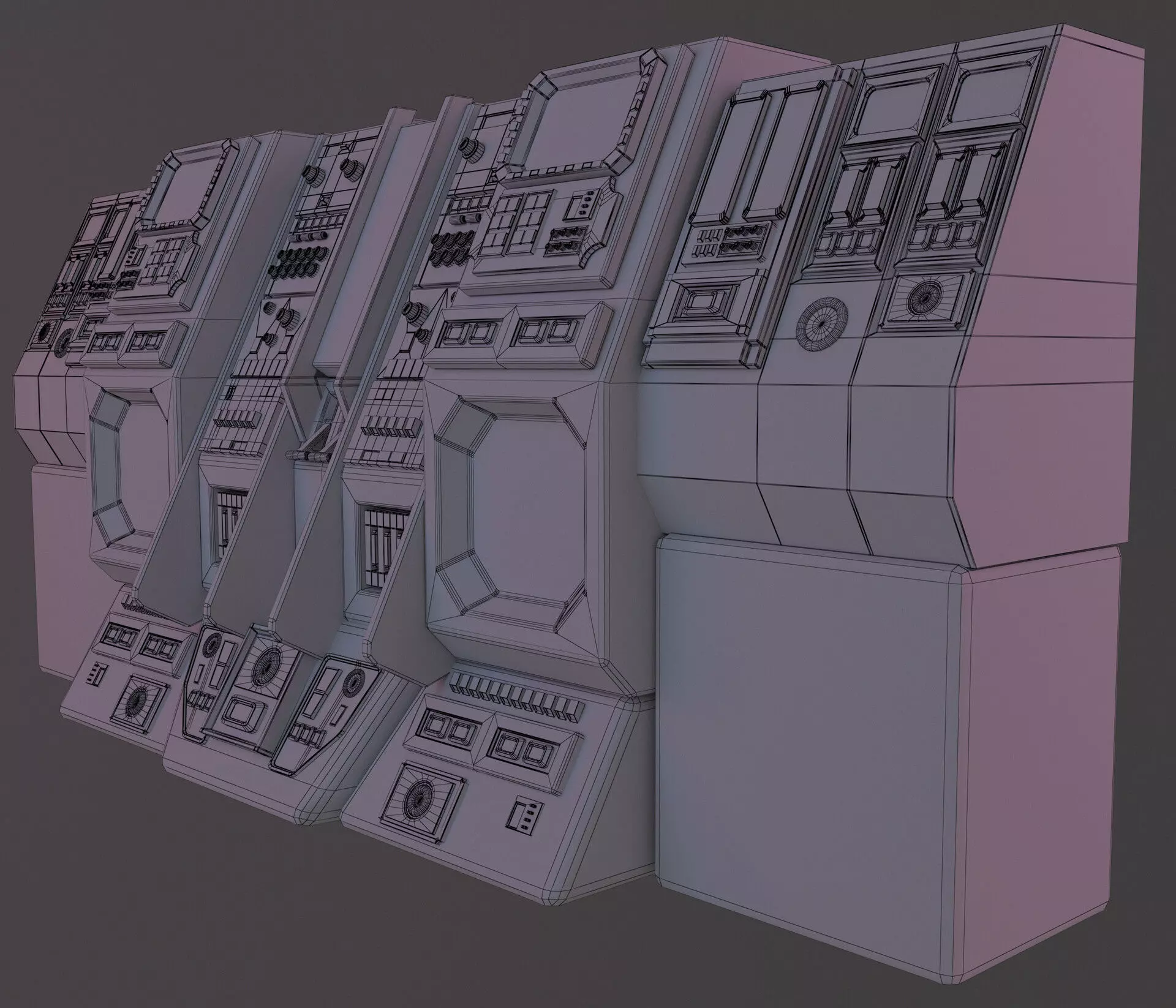 sci-fi control station Low-poly 3D model_0