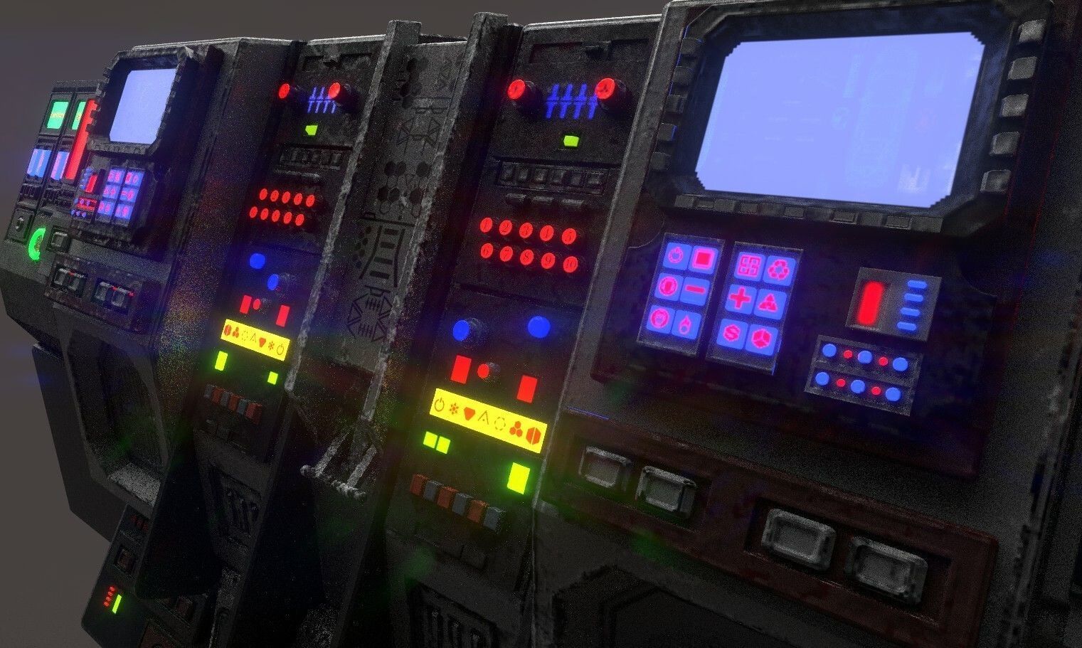 sci-fi control station Low-poly 3D model_4