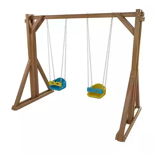 Wooden Playground Swing For Kid and Games model Low-poly 3D model