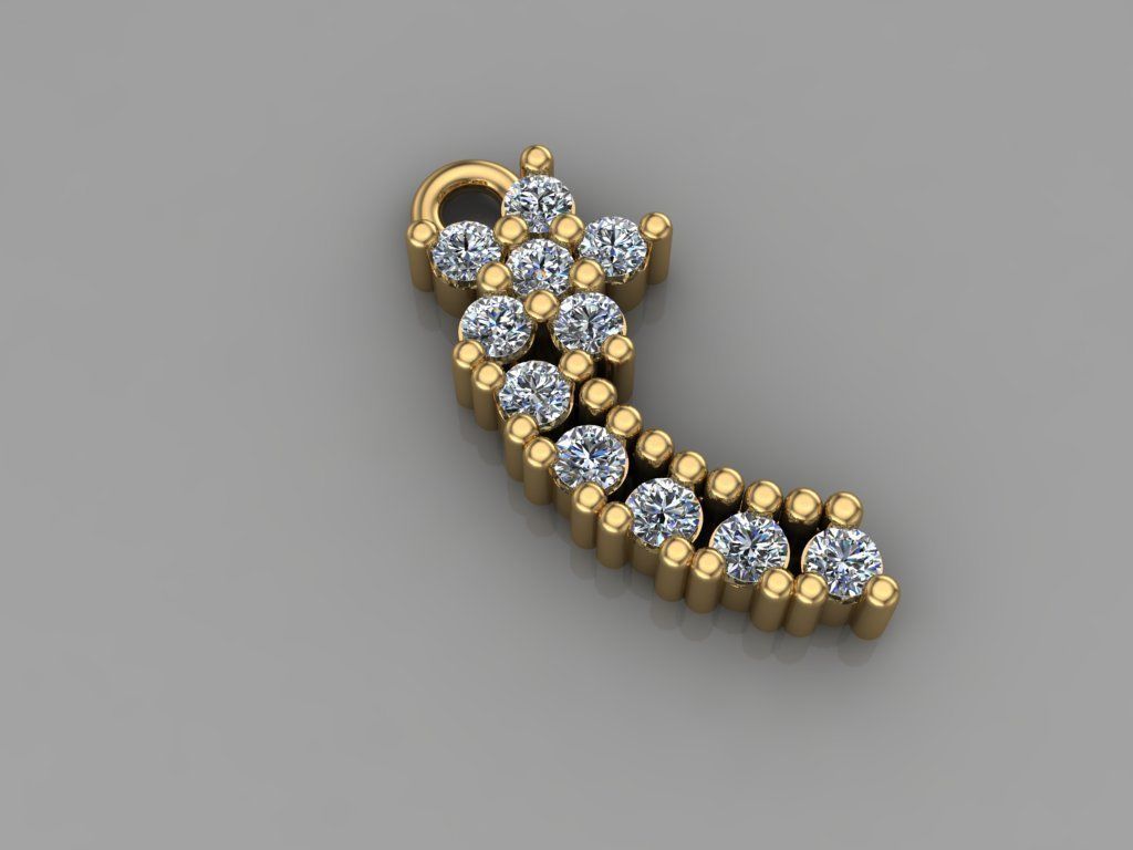 GC GOLD E049- Diamond Earring 3D print model_2