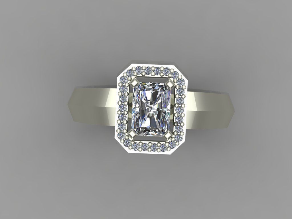 GC GOLD T84- Baguette ring Diamond gold  3D print model_3