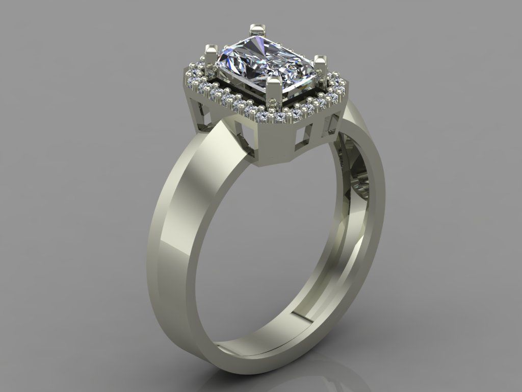 GC GOLD T84- Baguette ring Diamond gold  3D print model_1