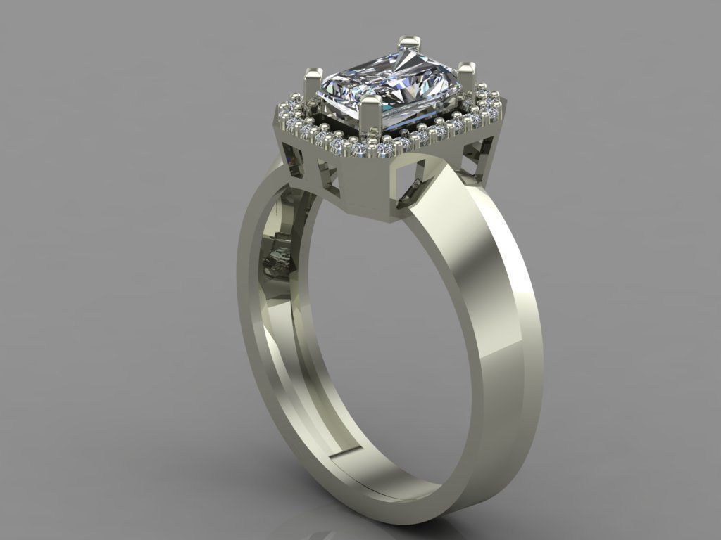 GC GOLD T84- Baguette ring Diamond gold  3D print model_2