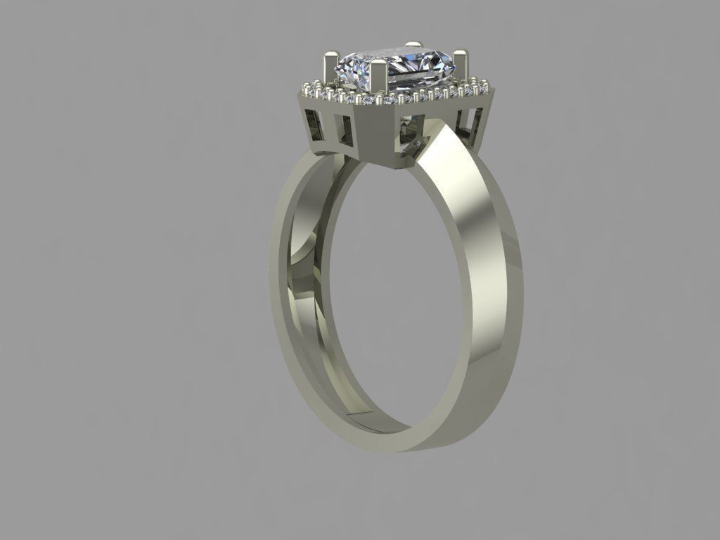 GC GOLD T84- Baguette ring Diamond gold  3D print model_6