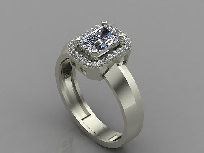 GC GOLD T84- Baguette ring Diamond gold  3D print model