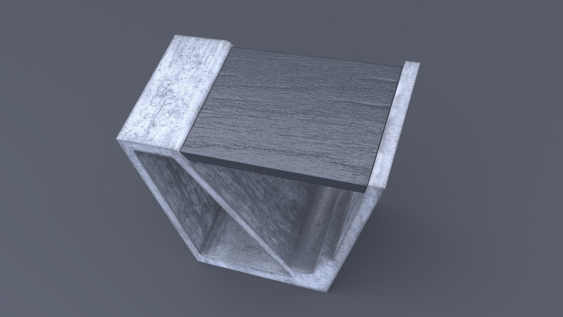 Concrete chair Low-poly 3D model_3