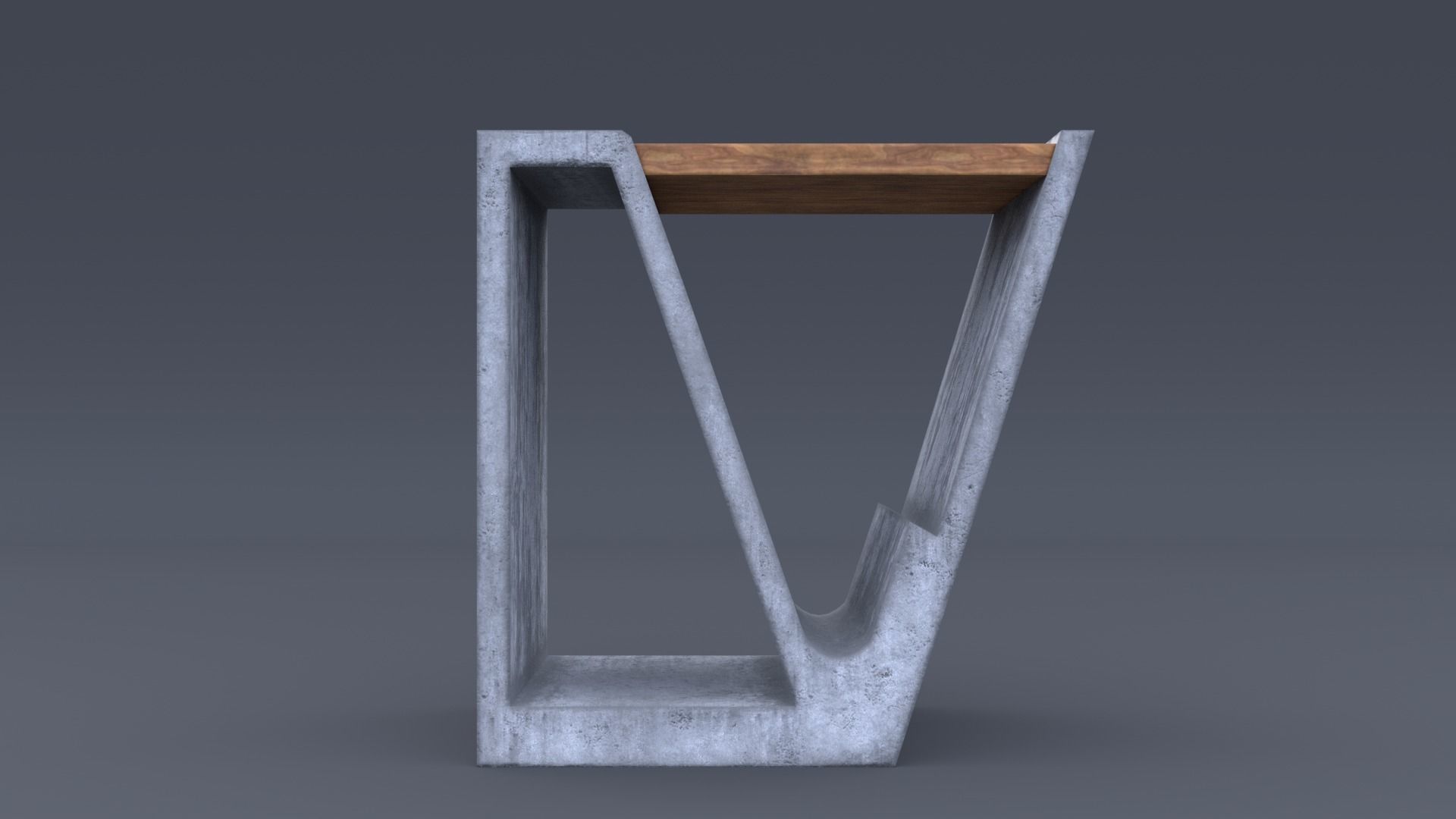 Concrete chair Low-poly 3D model_5