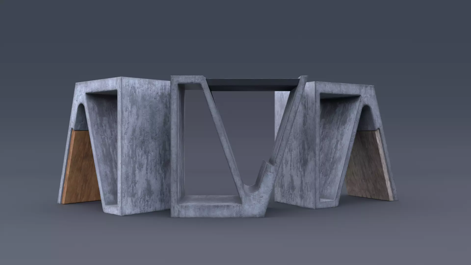 Concrete chair Low-poly 3D model_0