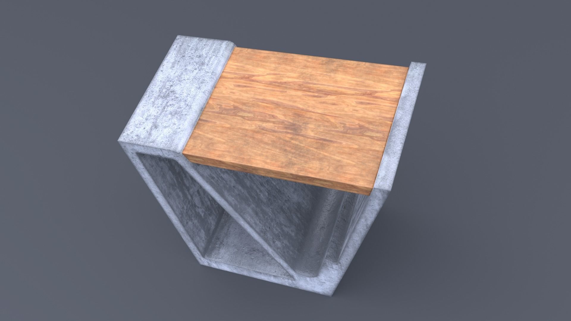 Concrete chair Low-poly 3D model_2