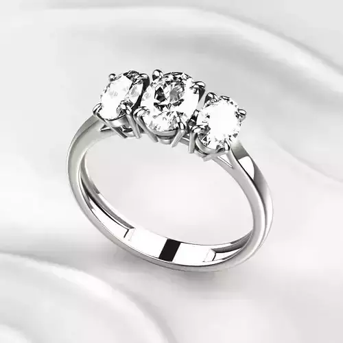 Oval Diamonds Golden Ring