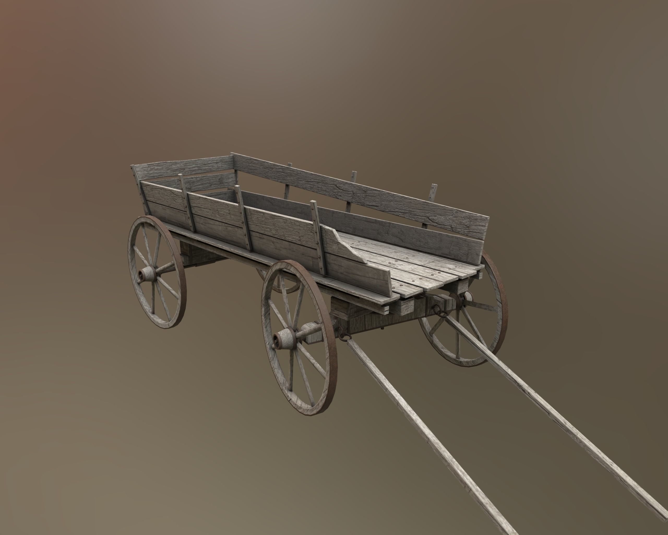 Old Cart Free low-poly 3D model_1
