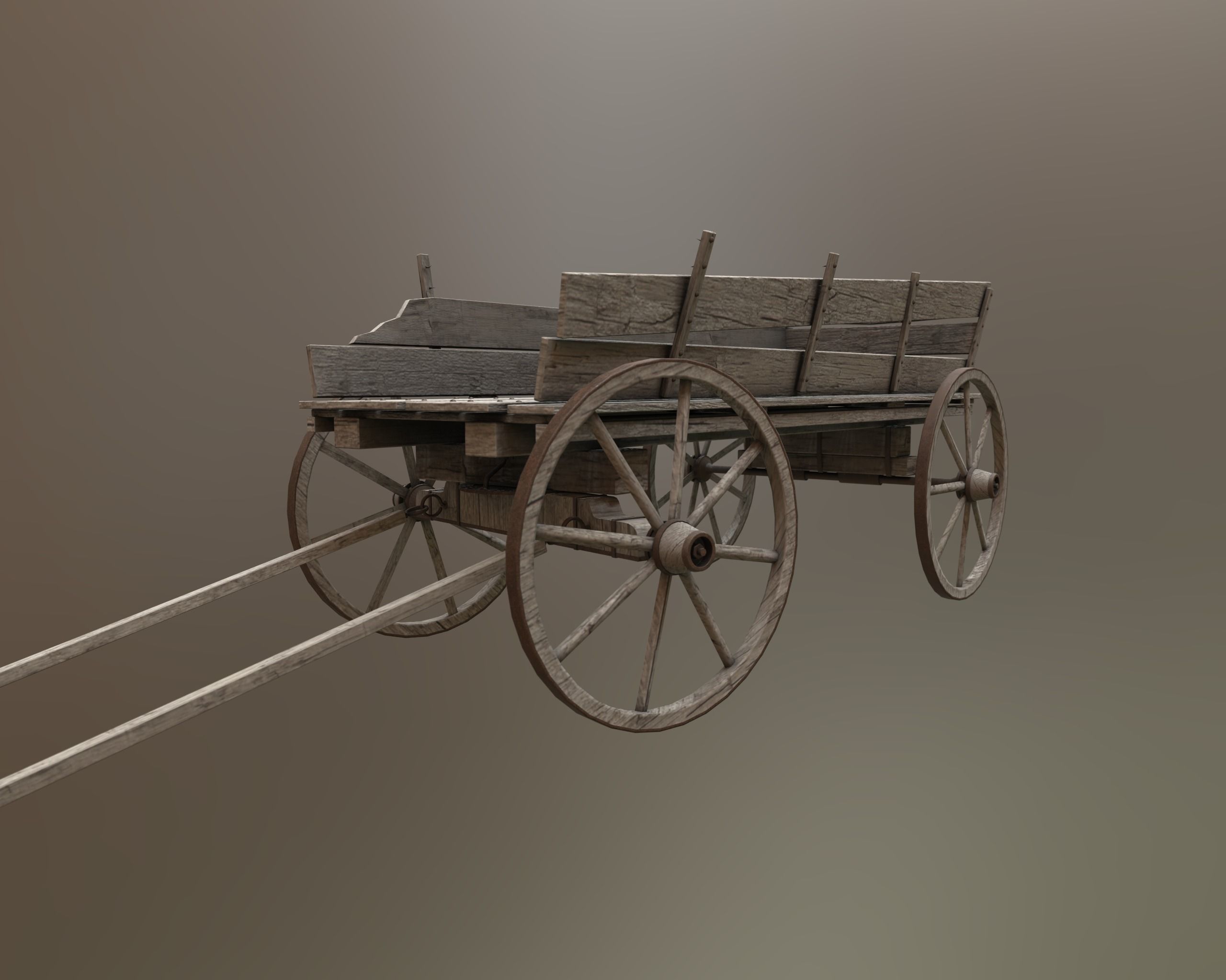 Old Cart Free low-poly 3D model_0