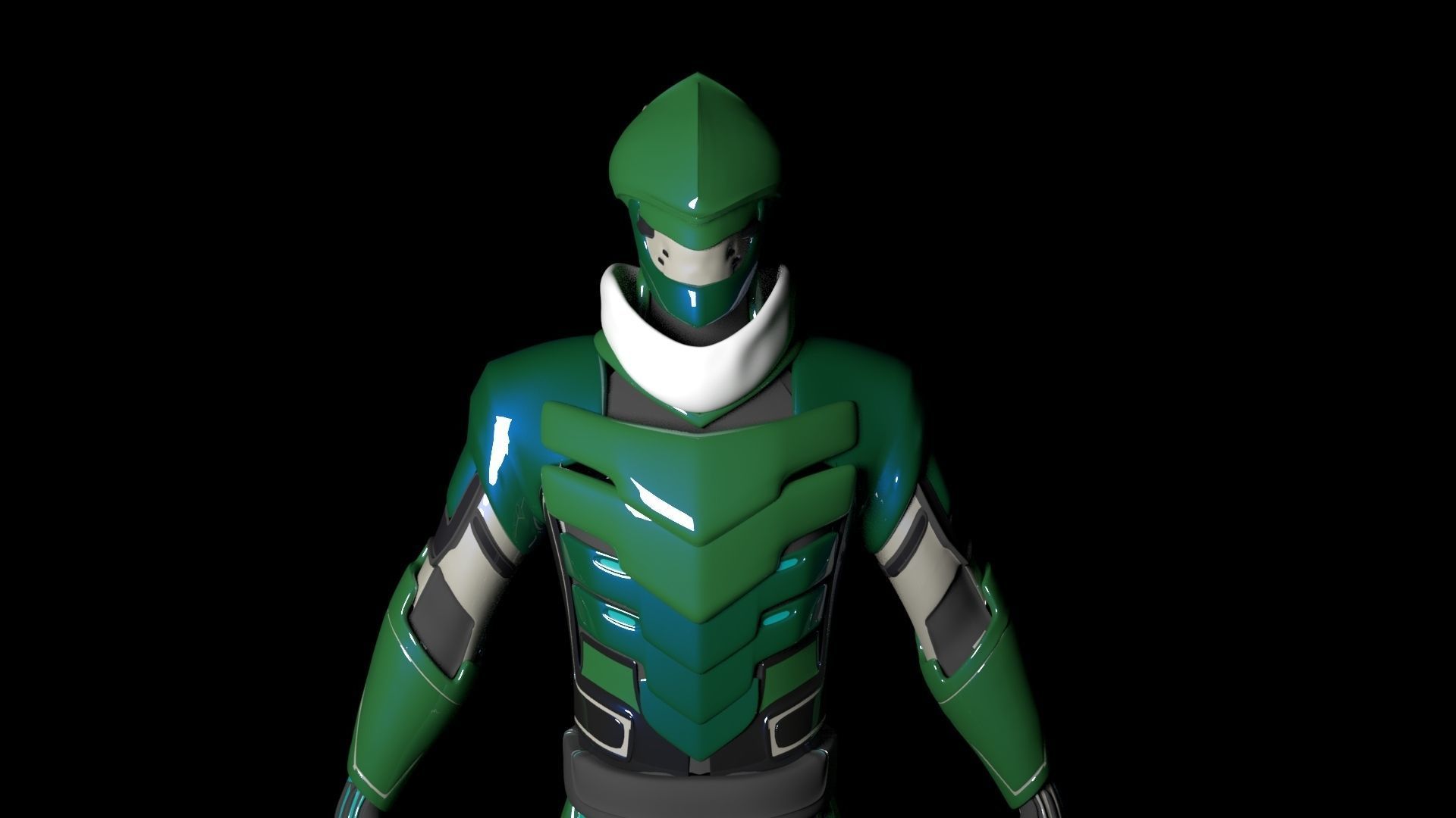 Cyborg Genji armor Low-poly 3D model_4