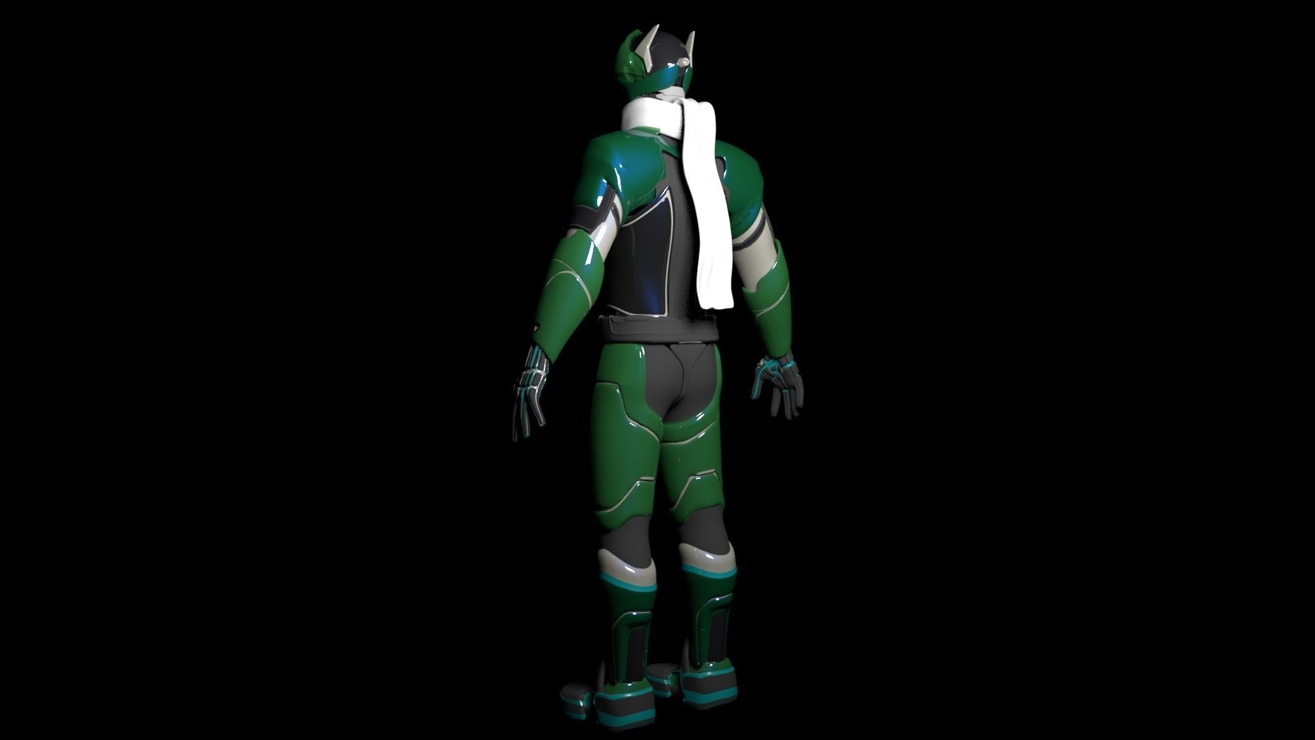 Cyborg Genji armor Low-poly 3D model_2