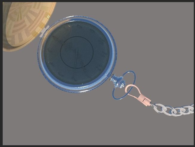 clock pocket watch on chain 3D model_3