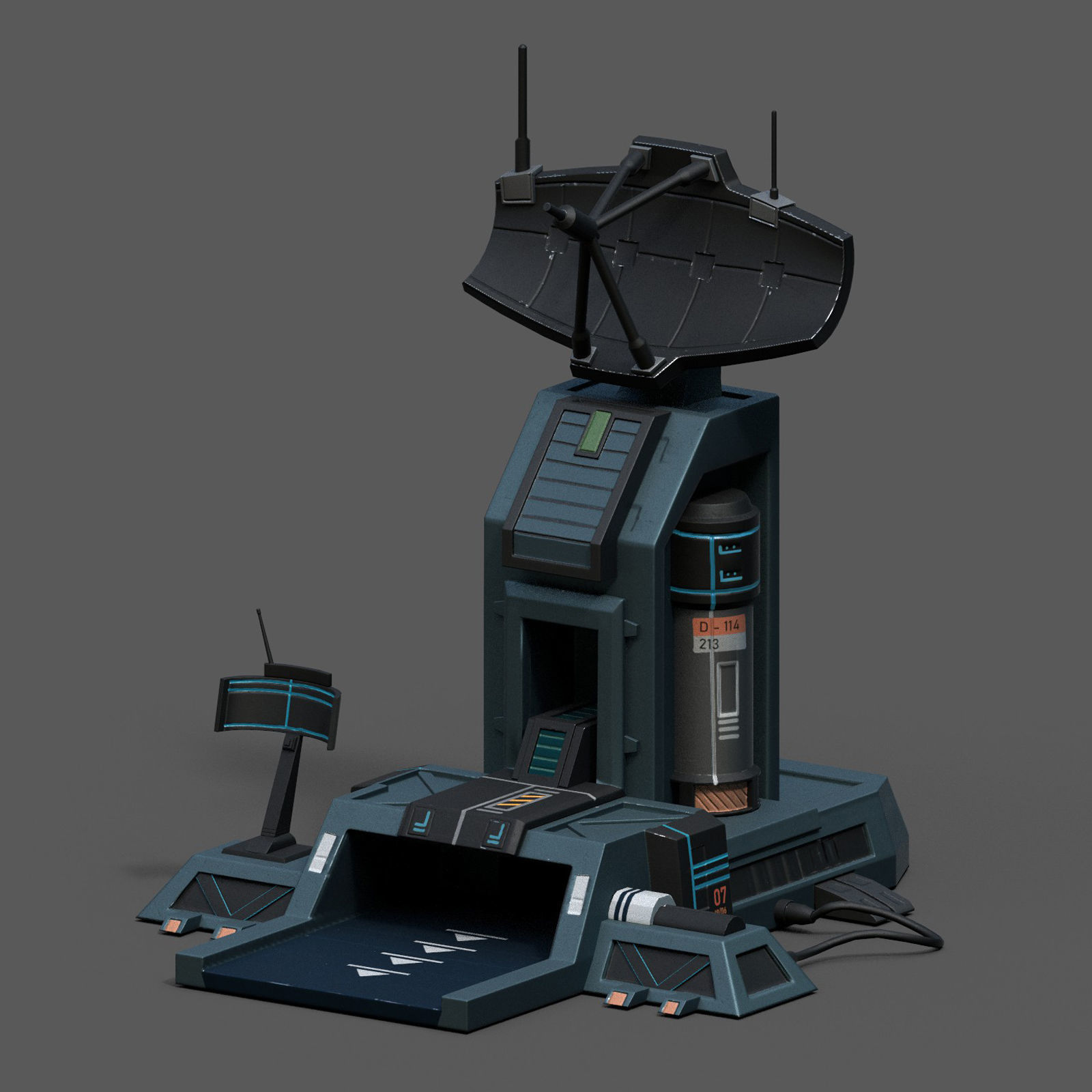 Scifi station building exterior skyscraper sci fi cyberpunk  Low-poly 3D model_2