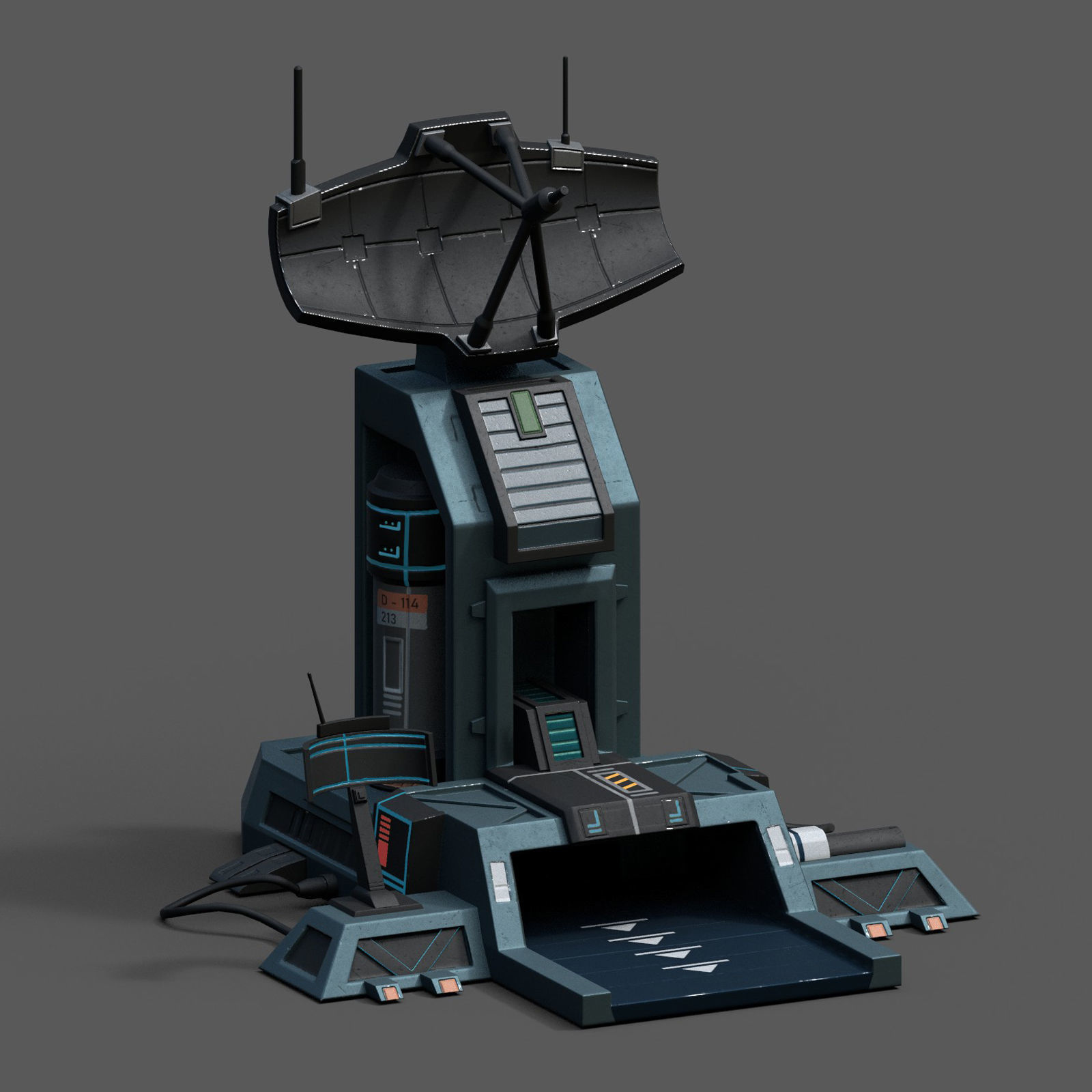 Scifi station building exterior skyscraper sci fi cyberpunk  Low-poly 3D model_1