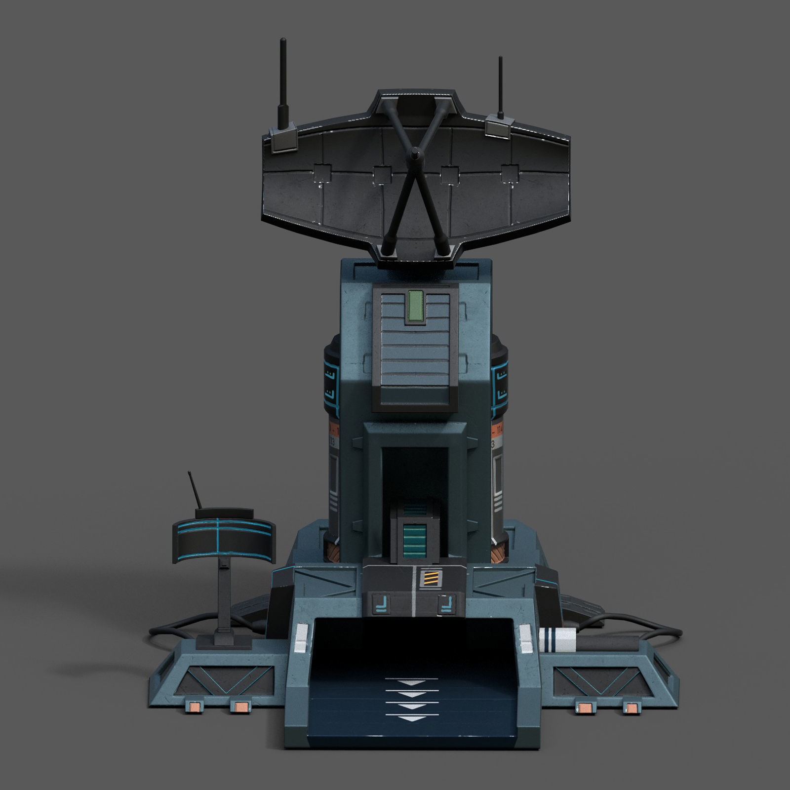 Scifi station building exterior skyscraper sci fi cyberpunk  Low-poly 3D model_3