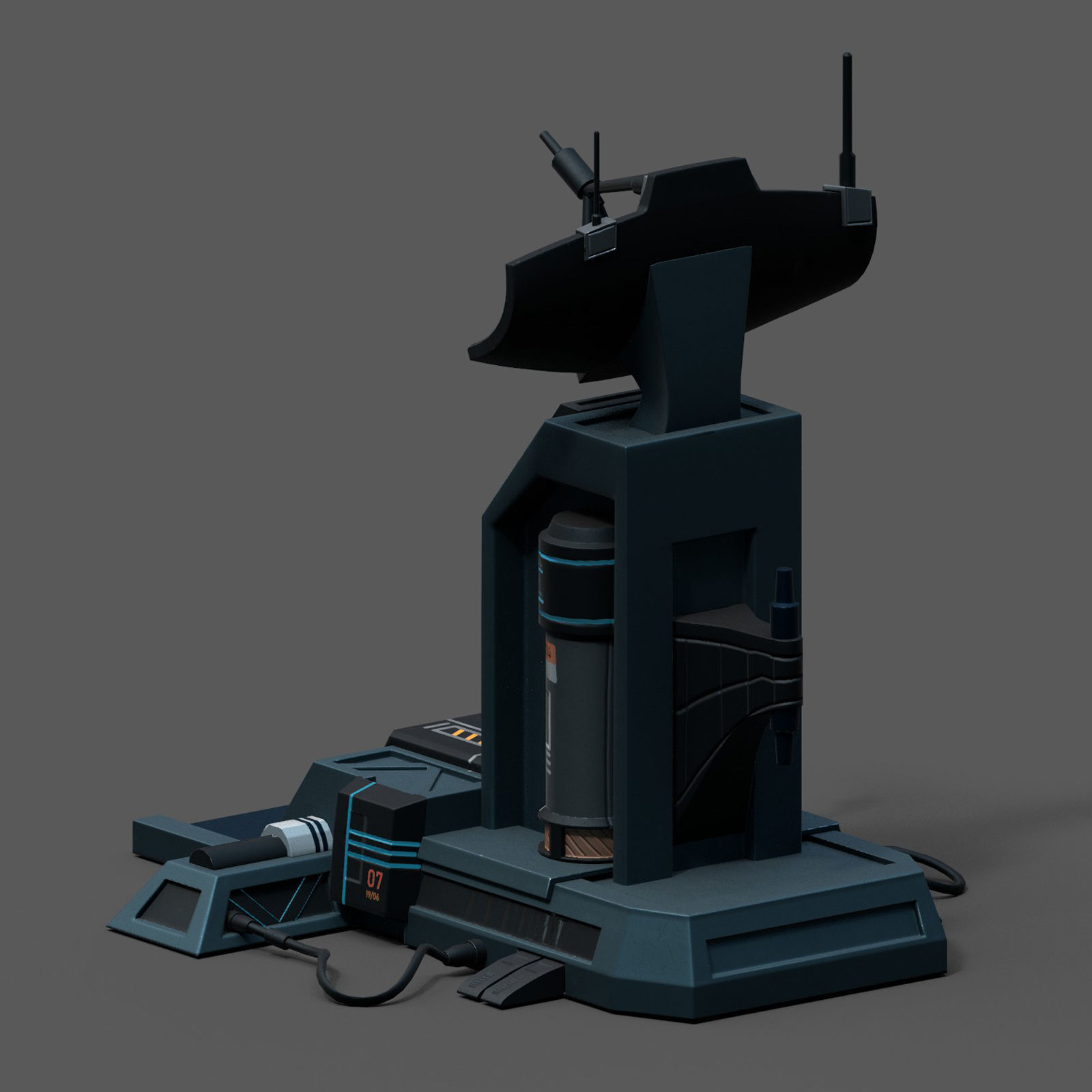 Scifi station building exterior skyscraper sci fi cyberpunk  Low-poly 3D model_5