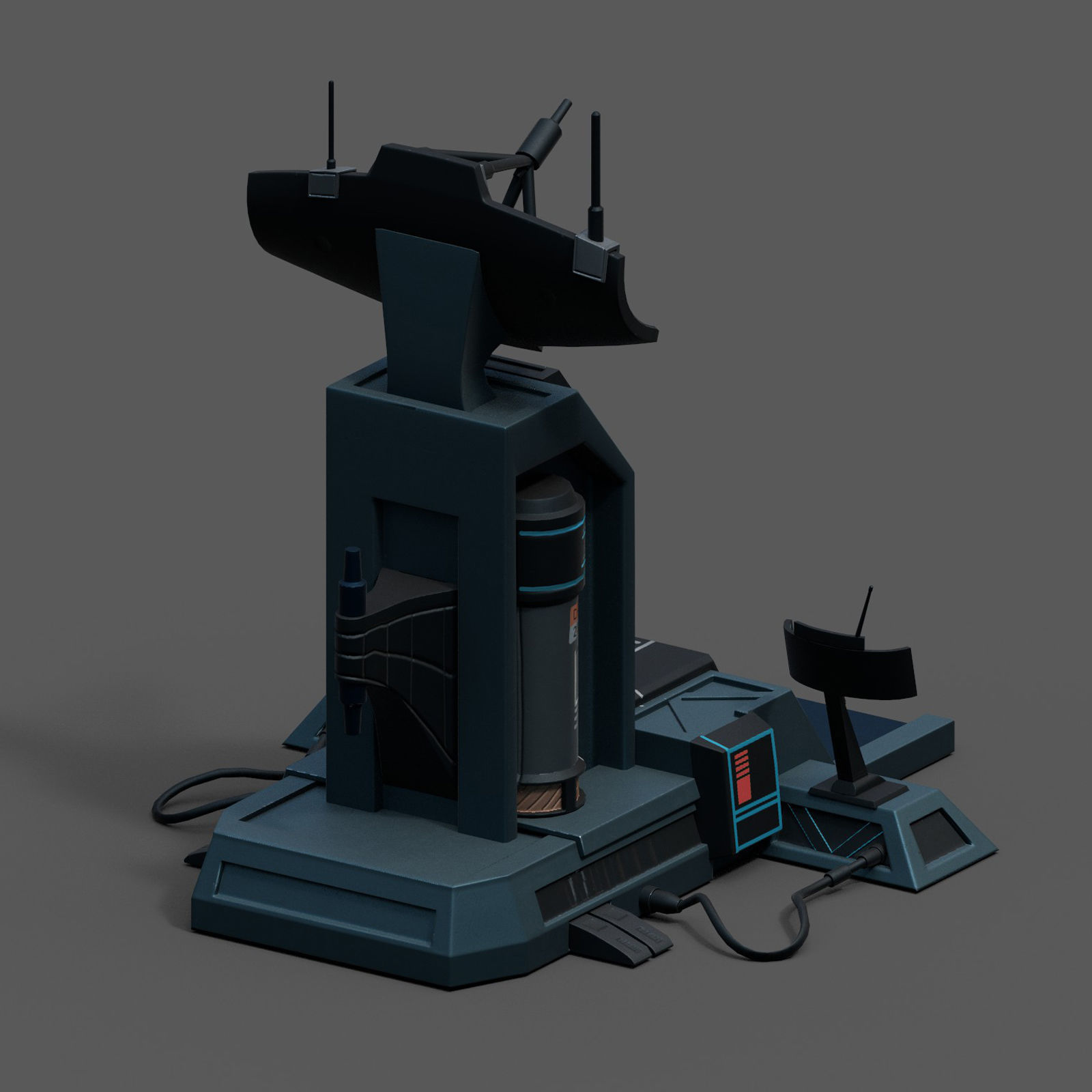 Scifi station building exterior skyscraper sci fi cyberpunk  Low-poly 3D model_4