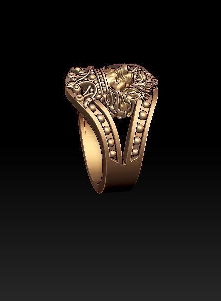 Lion ring with crown 3D print model_5