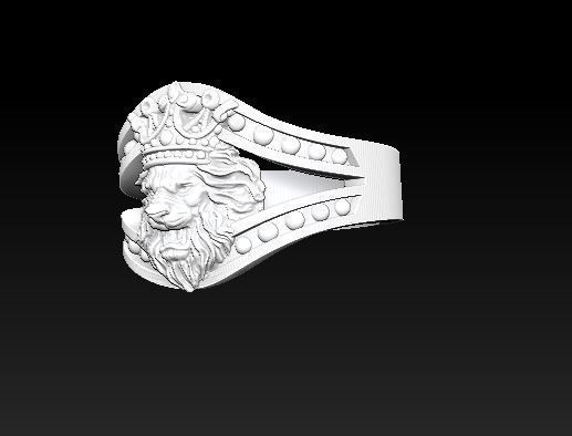 Lion ring with crown 3D print model_3