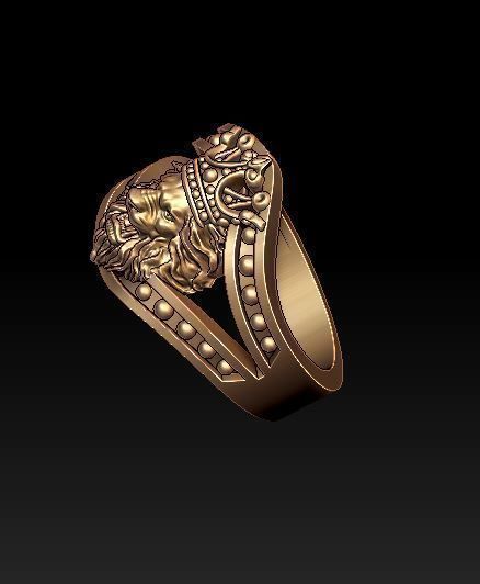Lion ring with crown 3D print model_4