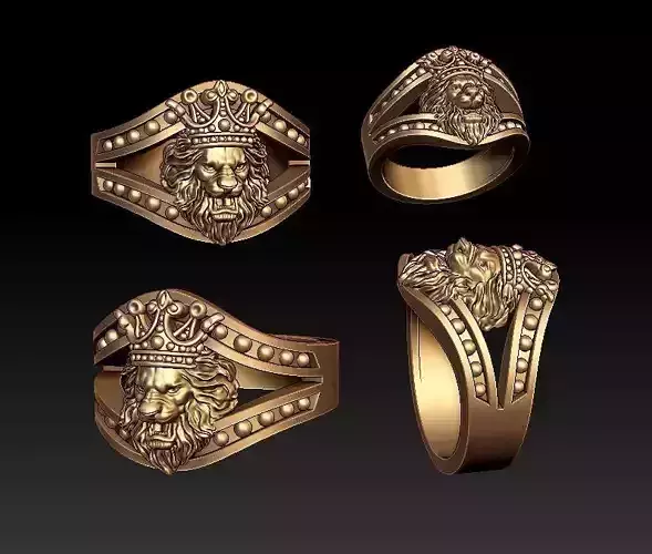 Lion ring with crown