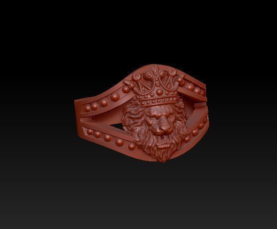 Lion ring with crown 3D print model_6