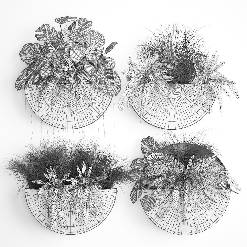 Green wall decor vertical garden 57 3D model_4