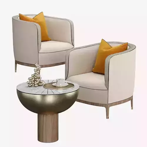 MILO BAUGHMAN - LOW BARREL CHAIR 3D model