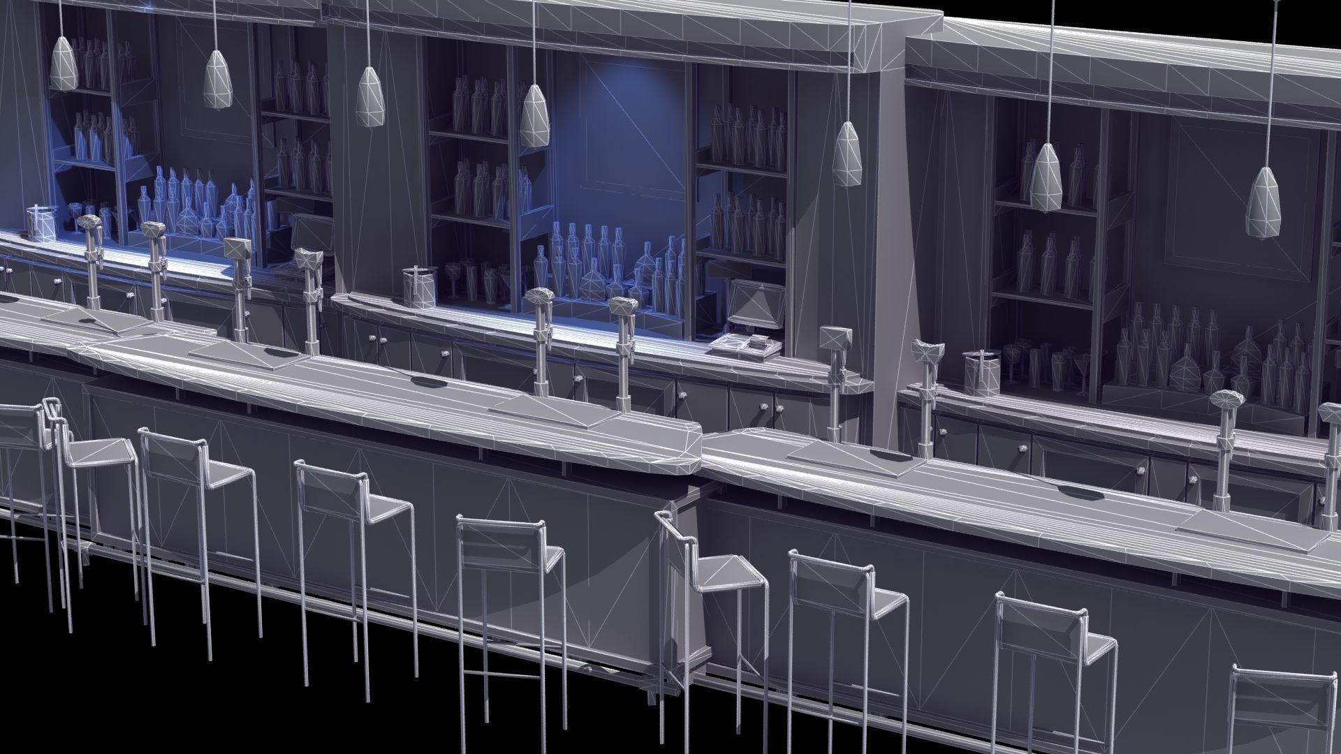 Nightclub Laser Bar Low-poly 3D model_40